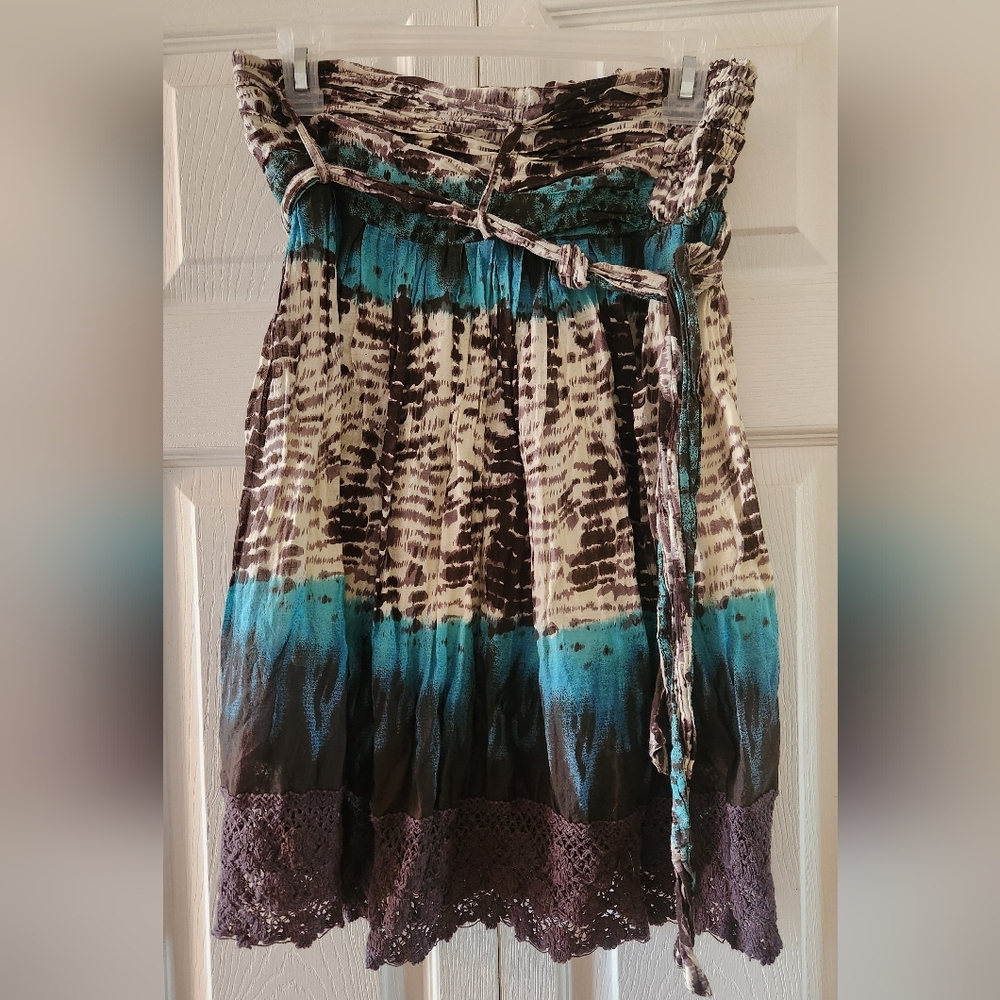 Tie Dye Skirt Boho Summer Festive Lace
